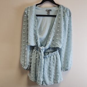 Light Blue Floral Romper Womens Small